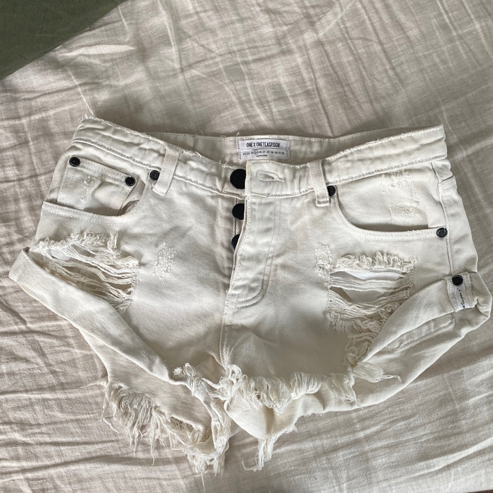 One teaspoon cream white bandit shorts